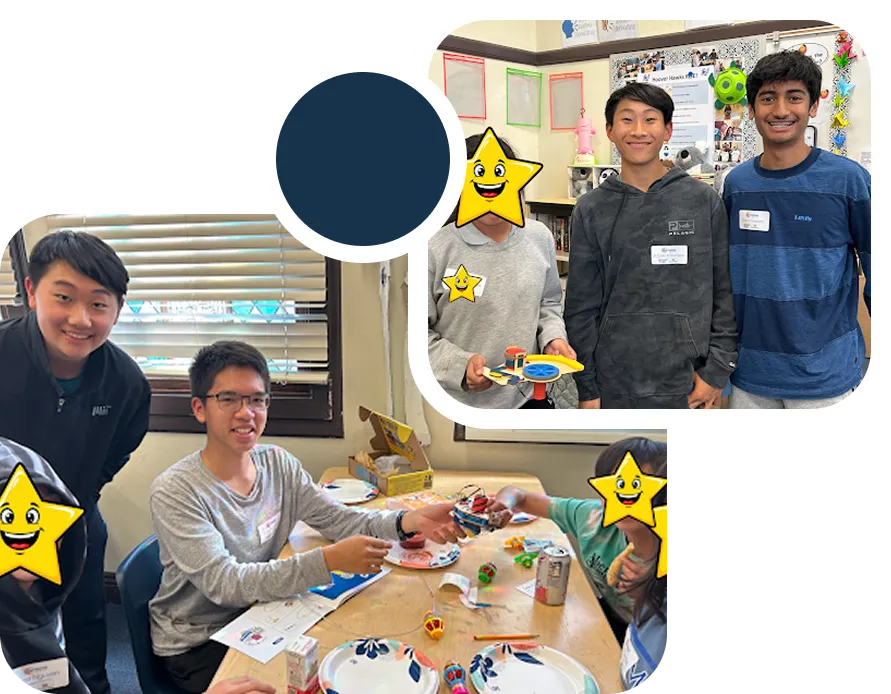 Crunch Club students and their coaches during a build session