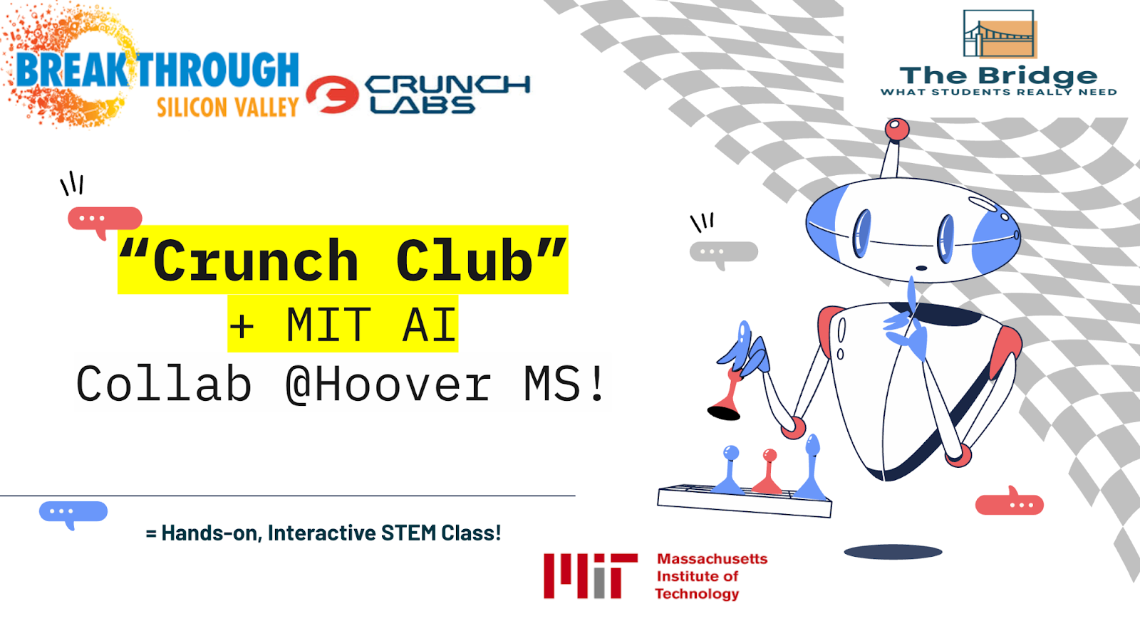 Crunch Club x MIT AI collaboration at Hoover Middle School